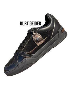 NWOB $195 Kurt Geiger Regan Men’s Black & Gold Sneaker